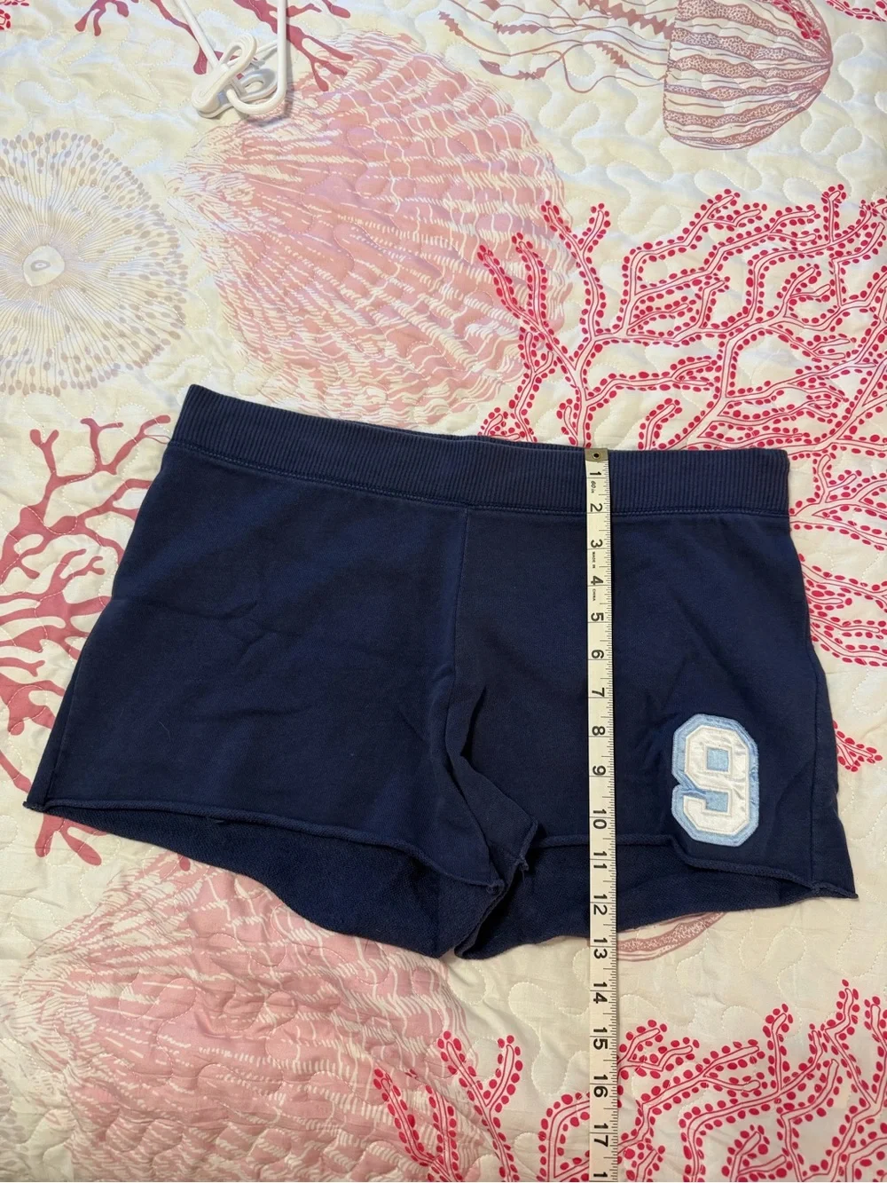 Women's Navy Athletic Shorts with Light Blue Patch